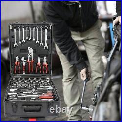 Black Hand Tool Box with 4 Layers of Toolset and Wheels