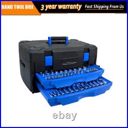 Black Hand Tool Box with Toolset 266Pcs Safe and Convenient Black+Blue