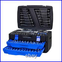 Black Hand Tool Box with Toolset 266Pcs Safe and Convenient Black+Blue