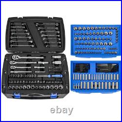 Black Hand Tool Box with Toolset 266Pcs Safe and Convenient Black+Blue