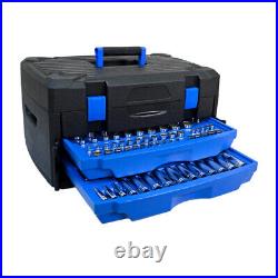 Black Hand Tool Box with Toolset 266Pcs Safe and Convenient Black+Blue