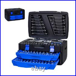 Black Hand Tool Box with Toolset 266Pcs Safe and Convenient Black+Blue