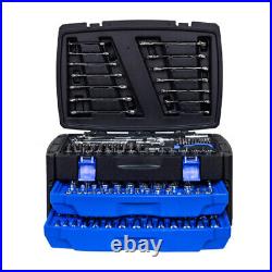 Black Hand Tool Box with Toolset 266Pcs Safe and Convenient Black+Blue