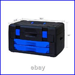 Black Hand Tool Box with Toolset 266Pcs Safe and Convenient Black+Blue