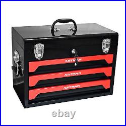 Black+Red 3 Drawers Tool Box cabinet Steel ball-bearing high wear resistance