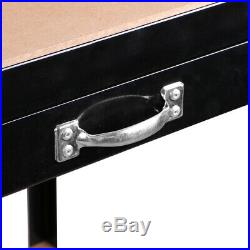 Black Work bench Tools Storage Shelf with Drawer Workbench Garage Workshop Table