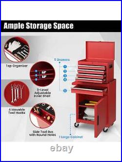 Costway 5-Drawer Rolling Tool Chest Cabinet Metal Tool Storage Box Lockable