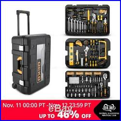 DEKO 258 Piece Tool Kit Socket Wrench Hand Tool Set with Rolling Tool Box