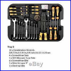 DEKO 258 Piece Tool Kit Socket Wrench Hand Tool Set with Rolling Tool Box