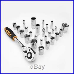 DEKO 258 Piece Tool Kit Socket Wrench Hand Tool Set with Rolling Tool Box