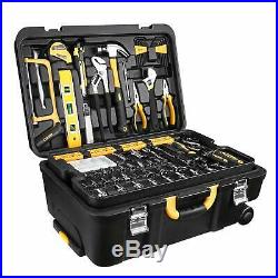 DEKO 258 Piece Tool Kit with Rolling Tool Box Socket Wrench Hand Tool Set