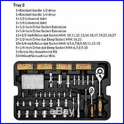 DEKO 258PCS Tool Set Mechanic Household DIY Essential Tools Box Hand Tool Kit