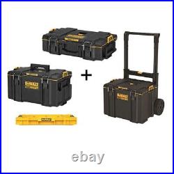 DEWALT ToughSystem Modular Tool Box, Large Tool Box + Shallow Tool Tray Black