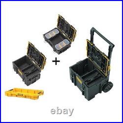 DEWALT ToughSystem Modular Tool Box, Large Tool Box + Shallow Tool Tray Black