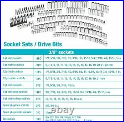 DURATECH 497 Pcs Mechanics Tool Set withSAE and Metric Sockets with3 Drawer Tool Box