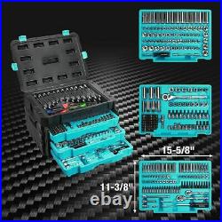 DURATECH 497PC Mechanics Tool Set Include SAE/Metric Sockets with3 Drawer Tool Box