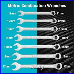 DURATECH 497PC Mechanics Tool Set Include SAE/Metric Sockets with3 Drawer Tool Box