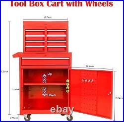 Detachable 5 Drawer Tool Chest withBottom Cabinet&Adjustable Shelf for Garage(Red)