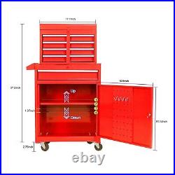 Detachable 5 Drawer Tool Chest withBottom Cabinet&Adjustable Shelf for Garage(Red)