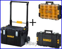 Dewalt Tool Storage Box Set Mobile ToughSystem 3-Pcs Rolling Chest Shop Job