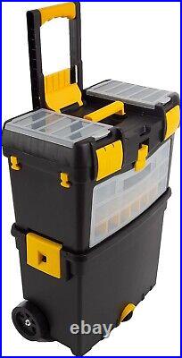 Durable Rolling Tool Box with Wheels & Comfort Handle 24 Compartment Organizer