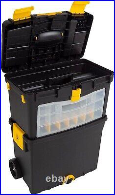 Durable Rolling Tool Box with Wheels & Comfort Handle 24 Compartment Organizer