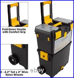 Durable Rolling Tool Box with Wheels & Comfort Handle 24 Compartment Organizer