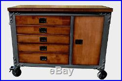 Duramax 48 in 5- Drawer Rolling Tool Chest with Wood Top for Home and Garage