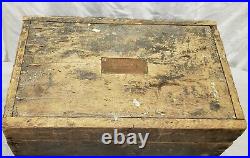 Early 1900's Wooden Tool Box Plattsburgh New York with Owner's Name 21x13x13