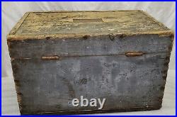 Early 1900's Wooden Tool Box Plattsburgh New York with Owner's Name 21x13x13