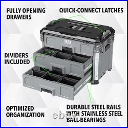 FLEX Stack Pack Storage System 3-Drawer Tool Box FS1105, Grey / Black NEW