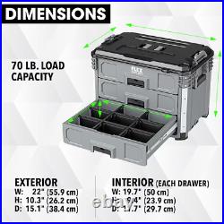 FLEX Stack Pack Storage System 3-Drawer Tool Box FS1105, Grey / Black NEW