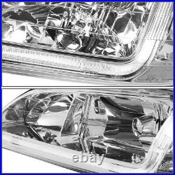 For 1998-2002 Honda Accord LED DRL Tube Chrome Clear Side Headlights+Tool Box