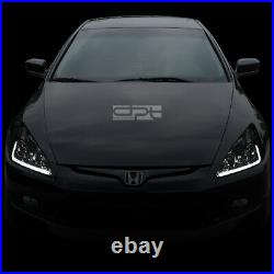 For 2003-2007 Honda Accord LED DRL Smoked Housing Amber Side Headlights+Tool Box