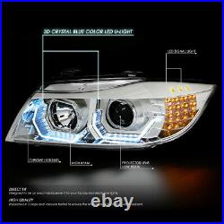 For 2009-2012 BMW 3-Series E90 3D LED Halo Projector Headlight+Tool Box Chrome