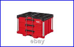 Free Ship Milwaukee PACKOUT 22 in. Modular 3-Drawer Tool Box with Metal Reinforc