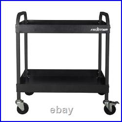 Frontier Utility Tool Cart Heavy-Duty Rolling Black Powder Coated Frame 2-Tray