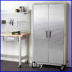 Garage Metal Rolling Tool File Storage Cabinet Shelving Stainless Steel Doors