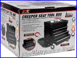 Garage Roller Seats Creeper Seat with 3 Drawer Tool Storage Box and Trays, Black