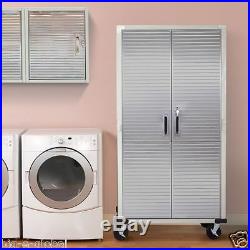 Garage Tall Steel Rolling Tool Storage Cabinet Shelving Stainless Steel Doors