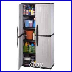 HDX Garage Cabinet Plastic Freestanding 35 x 71 x 18 Gray Storage Organizer