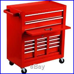 Händewerk Tool Box Portable Top Chest Storage Box With Wheels Drawer Chest, Red