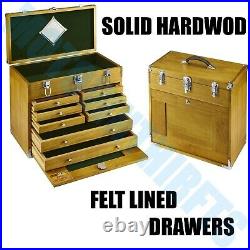 Hard Wood Tool Chest Box 8 Drawer Locking Wooden Cabinet Storage Crafts Jewels Hard Wood Tool Chest Box 8 Drawer Locking Wooden Cabinet Storage Crafts Jewels