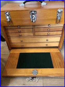 Hard Wood Tool Chest Box 8 Drawer Locking Wooden Cabinet Storage Crafts Jewels Hard Wood Tool Chest Box 8 Drawer Locking Wooden Cabinet Storage Crafts Jewels