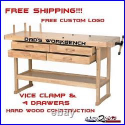 Hardwood Garage Workbench Work Table Clamp Vice Storage Drawer similar Gladiator