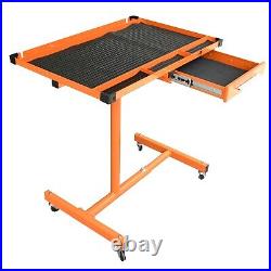 Heavy-Duty Adjustable Work Table with Drawer & Wheels Mobile Rolling Tool Table