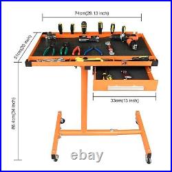 Heavy-Duty Adjustable Work Table with Drawer & Wheels Mobile Rolling Tool Table