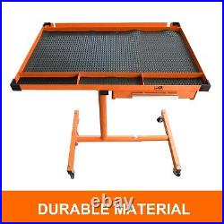 Heavy-Duty Adjustable Work Table with Drawer & Wheels Mobile Rolling Tool Table