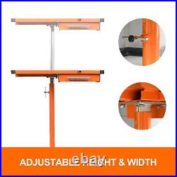 Heavy-Duty Adjustable Work Table with Drawer & Wheels Mobile Rolling Tool Table