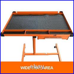 Heavy-Duty Adjustable Work Table with Drawer & Wheels Mobile Rolling Tool Table